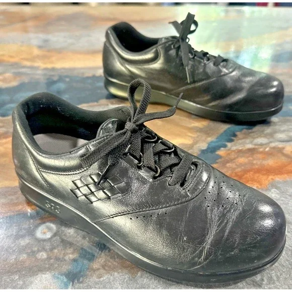 SAS Free Time Black Leather Walking Shoes Women's 8 WW Tri Pad Comfort - Picture 2 of 10